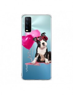 Coque Vivo Y20S Chien Dog Ballon Lunettes Coeur Rose...