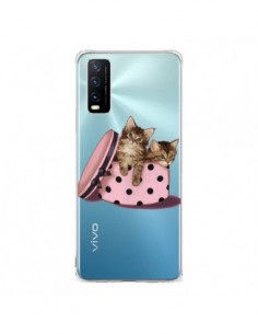 Coque Vivo Y20S Chaton Chat Kitten Boite Pois...
