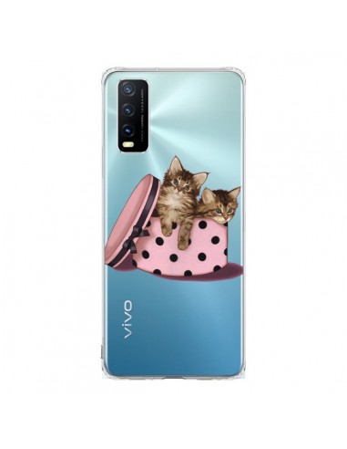 Coque Vivo Y20S Chaton Chat Kitten Boite Pois Transparente - Maryline Cazenave