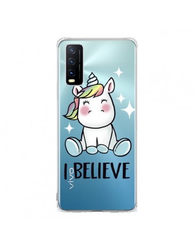 Coque Vivo Y20S Licorne I Believe Transparente - Maryline Cazenave