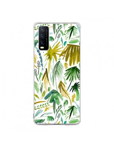 Coque Vivo Y20S Brushstrokes Tropical Palms Green - Ninola Design