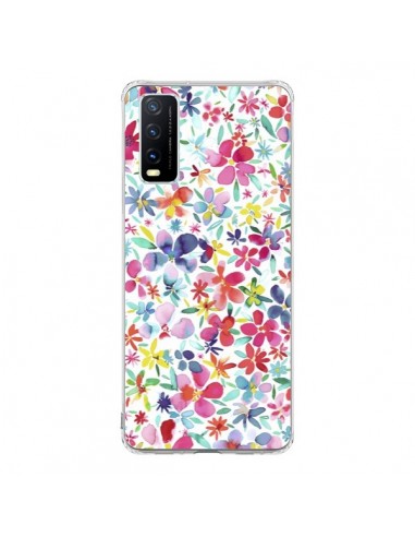 Coque Vivo Y20S Colorful Flowers Petals Blue - Ninola Design