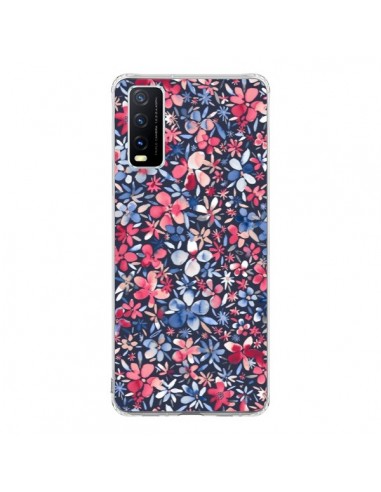 Coque Vivo Y20S Colorful Little Flowers Navy - Ninola Design