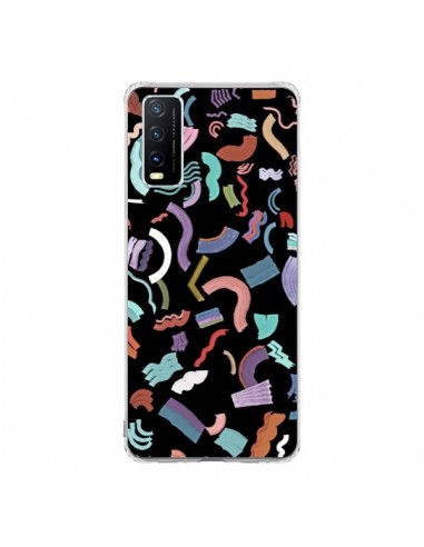 Coque Vivo Y20S Curly and Zigzag Stripes Black - Ninola Design