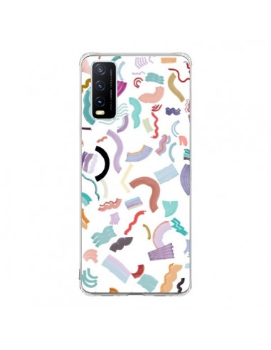 Coque Vivo Y20S Curly and Zigzag Stripes White - Ninola Design