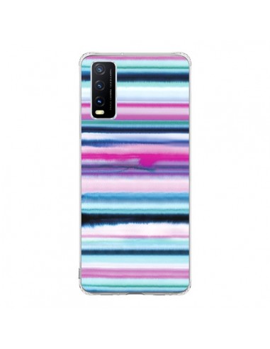 Coque Vivo Y20S Degrade Stripes Watercolor Pink - Ninola Design