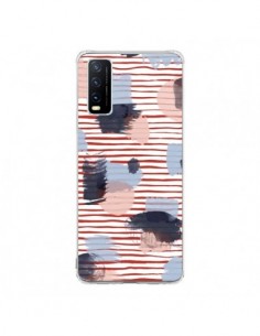 Coque Vivo Y20S Watercolor Stains Stripes Red - Ninola...