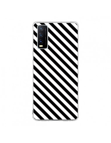 Coque Vivo Y20S Bonbon Candy Noire et Blanche Rayée - Nico