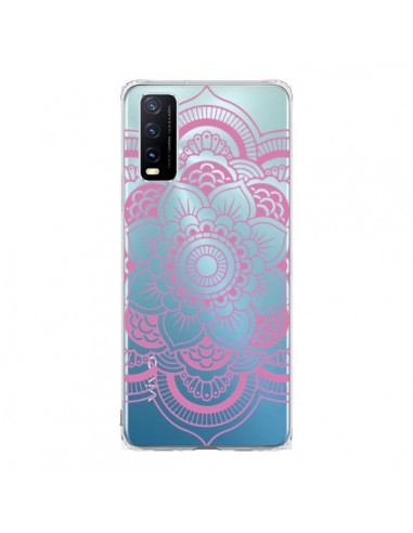 Coque Vivo Y20S Mandala Rose Clair Azteque Transparente - Nico