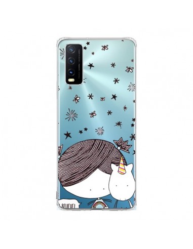 Coque Vivo Y20S Petite Fille et Licorne I Believe Transparente - Nico