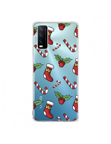 Coque Vivo Y20S Chaussette Sucre d'Orge Houx de Noël transparente - Nico