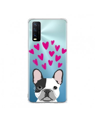 Coque Vivo Y20S Bulldog Français Coeurs Chien Transparente - Pet Friendly