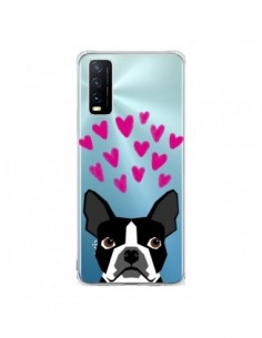 Coque Vivo Y20S Boston Terrier Coeurs Chien Transparente...