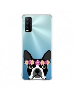 Coque Vivo Y20S Boston Terrier Fleurs Chien Transparente...