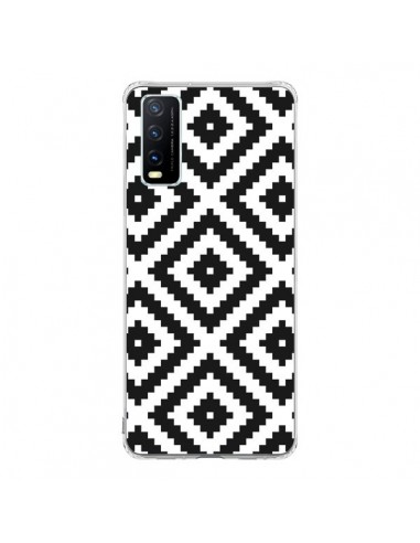 Coque Vivo Y20S Diamond Chevron Black and White - Pura Vida