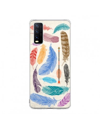 Coque Vivo Y20S Feather Plumes Multicolores - Rachel Caldwell