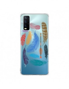 Coque Vivo Y20S Plume Feather Couleur Transparente -...