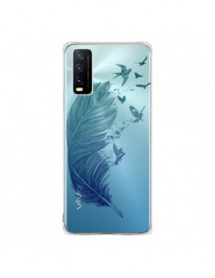 Coque Vivo Y20S Plume Feather Fly Away Transparente -...