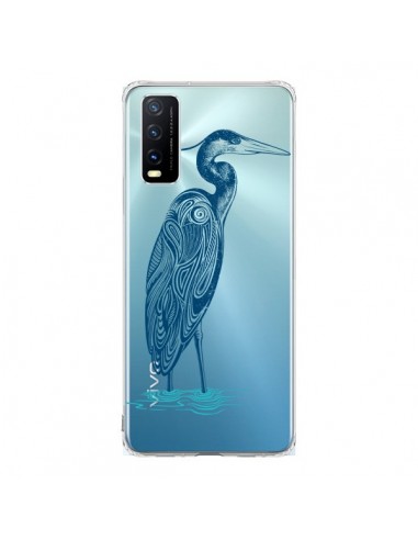 Coque Vivo Y20S Heron Blue Oiseau Transparente - Rachel Caldwell