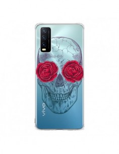 Coque Vivo Y20S Tête de Mort Rose Fleurs Transparente -...
