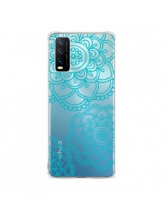 Coque Vivo Y20S Mandala Bleu Aqua Doodle Flower...