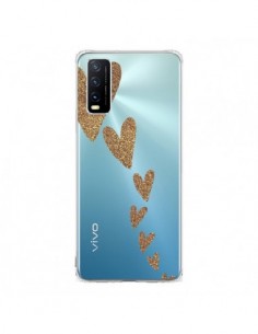 Coque Vivo Y20S Coeur Falling Gold Hearts Transparente -...