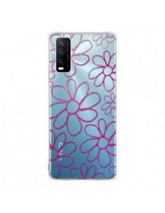 Coque Vivo Y20S Flower Garden Pink Fleur Transparente -...