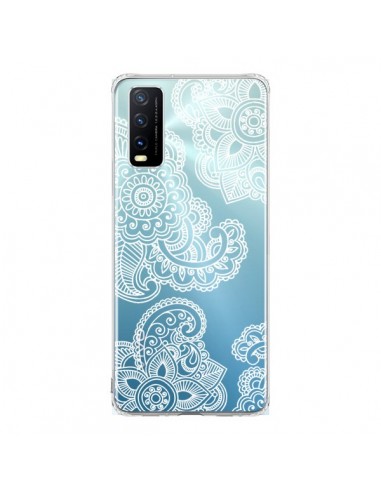 Coque Vivo Y20S Lacey Paisley Mandala Blanc Fleur Transparente - Sylvia Cook