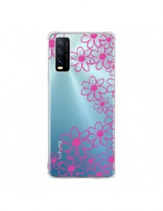 Coque Vivo Y20S Pink Flowers Fleurs Roses Transparente -...