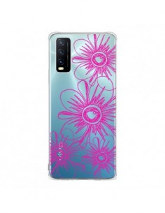 Coque Vivo Y20S Spring Flower Fleurs Roses Transparente -...