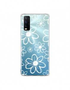 Coque Vivo Y20S Mandala Blanc White Flower Transparente -...