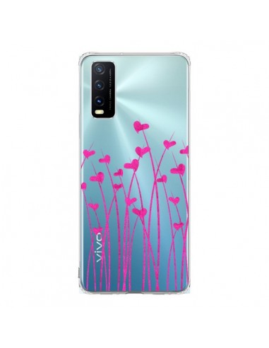 Coque Vivo Y20S Love in Pink Amour Rose Fleur Transparente - Sylvia Cook