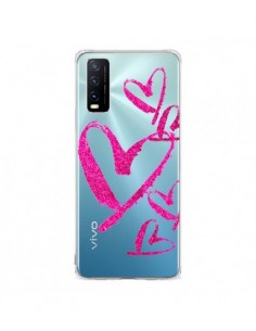 Coque Vivo Y20S Pink Heart Coeur Rose Transparente -...