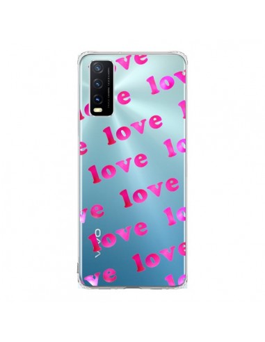 Coque Vivo Y20S Pink Love Rose Transparente - Sylvia Cook