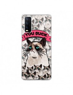 Coque Vivo Y20S Chat Grumpy Cat - You Suck - Sara Eshak