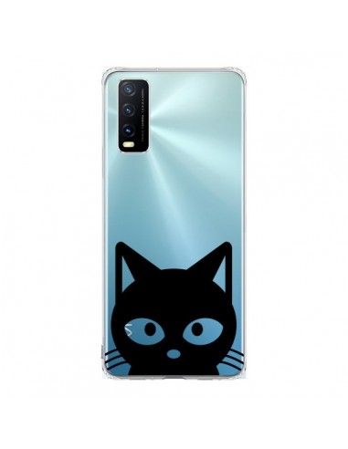 Coque Vivo Y20S Tête Chat Noir Cat Transparente - Yohan B.