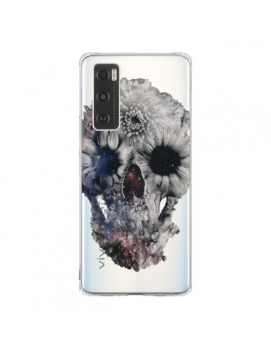 Coque Vivo Y70 Floral Skull Tête de Mort Transparente - Ali Gulec