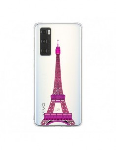 Coque Vivo Y70 Tour Eiffel Rose Paris Transparente -...