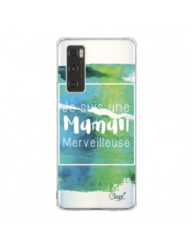 Coque Vivo Y70 Je suis une Maman Merveilleuse Bleu Vert Transparente - Chapo