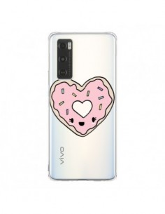 Coque Vivo Y70 Donuts Heart Coeur Rose Transparente -...