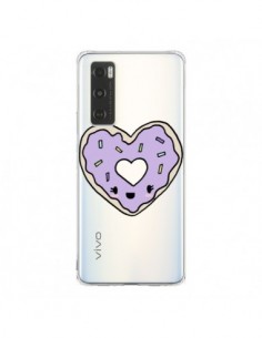 Coque Vivo Y70 Donuts Heart Coeur Violet Transparente -...