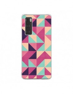 Coque Vivo Y70 Azteque Triangle Rose Vert - Eleaxart