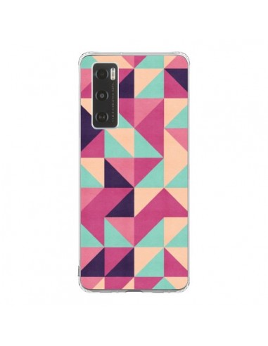 Coque Vivo Y70 Azteque Triangle Rose Vert - Eleaxart