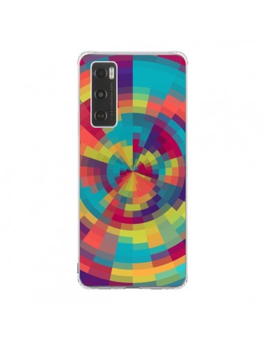 Coque Vivo Y70 Spirale de Couleurs Rouge Vert - Eleaxart