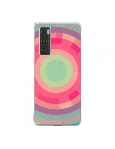 Coque Vivo Y70 Spirale de Couleurs Rose Vert - Eleaxart