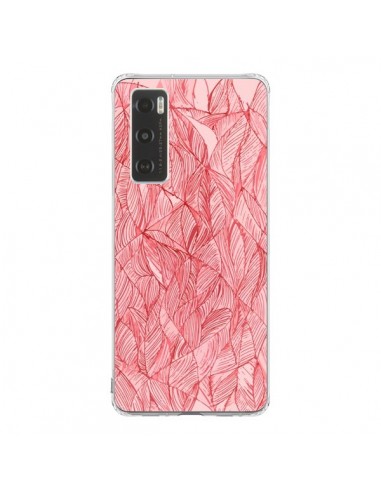 Coque Vivo Y70 Courbes Meandre Rouge Cerise -  Léa Clément