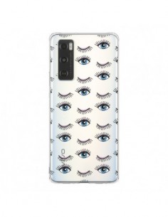 Coque Vivo Y70 Eyes Oeil Yeux Bleus Mosaïque Transparente...