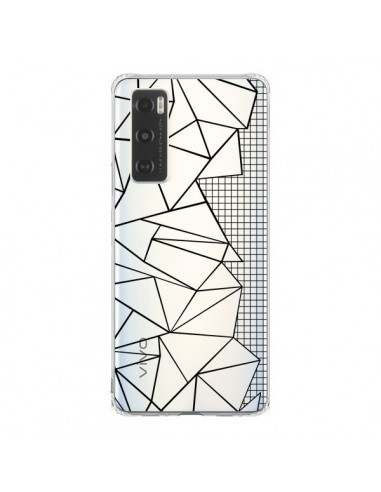 Coque Vivo Y70 Lignes Grilles Side Grid Abstract Noir Transparente - Project M