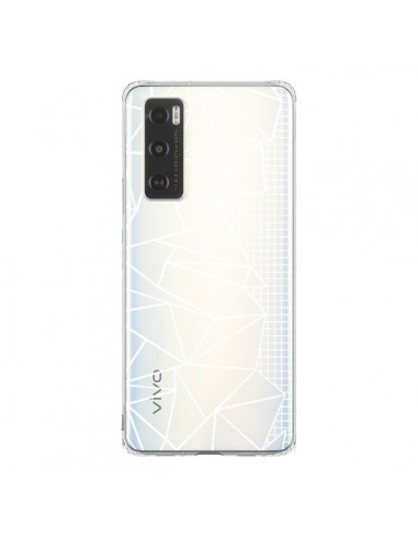 Coque Vivo Y70 Lignes Grilles Side Grid Abstract Blanc Transparente - Project M