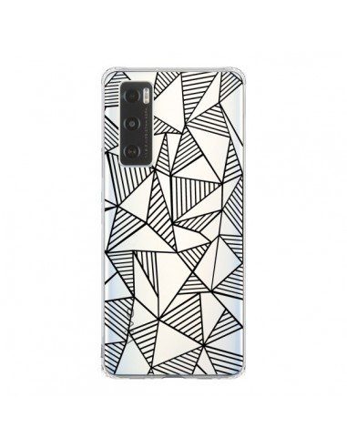 Coque Vivo Y70 Lignes Grilles Triangles Grid Abstract Noir Transparente - Project M